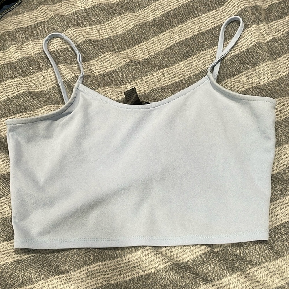 baby blue crop top from lemite size medium but fits bigger